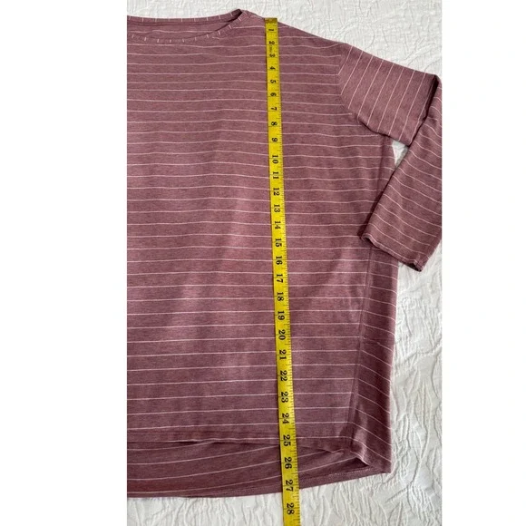 Lululemon Back in Action Striped Long Sleeve Size 12 Top Dusty Rose Women's #875 - Picture 6 of 7